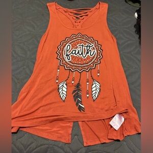 No Boundaries Faith Feather Orange top Large